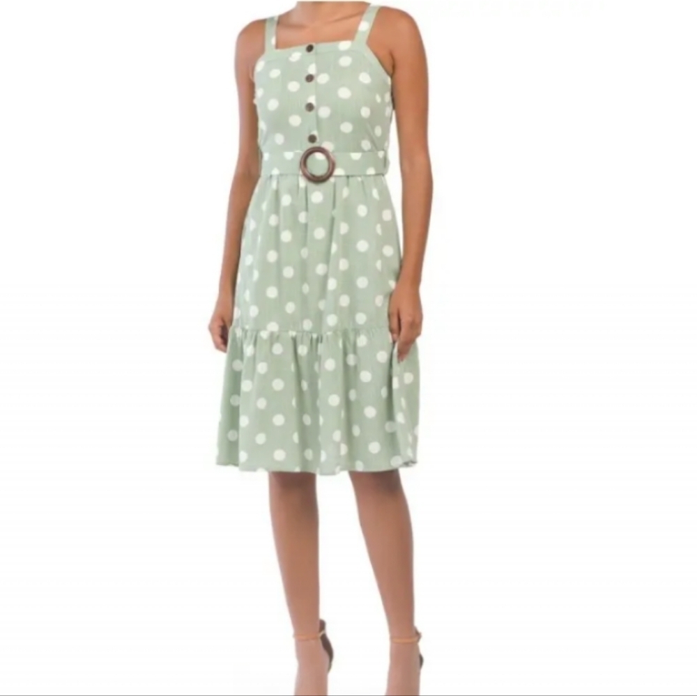 Monteau Polka Dot Green Dress